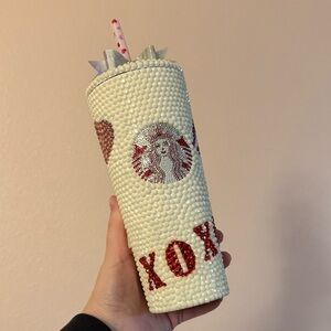 Custom bling Starbucks slim stainless grande cup in xoxo/ valentines theme nwt